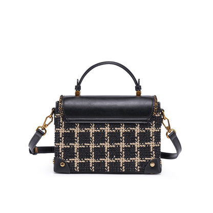 Chic Houndstooth Square Crossbody Bag – Stylish & Portable