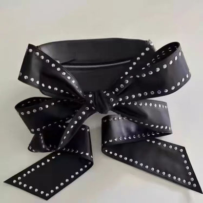 Chic Rivet Bow Underarm Bag – Sleek, Stylish & Bold